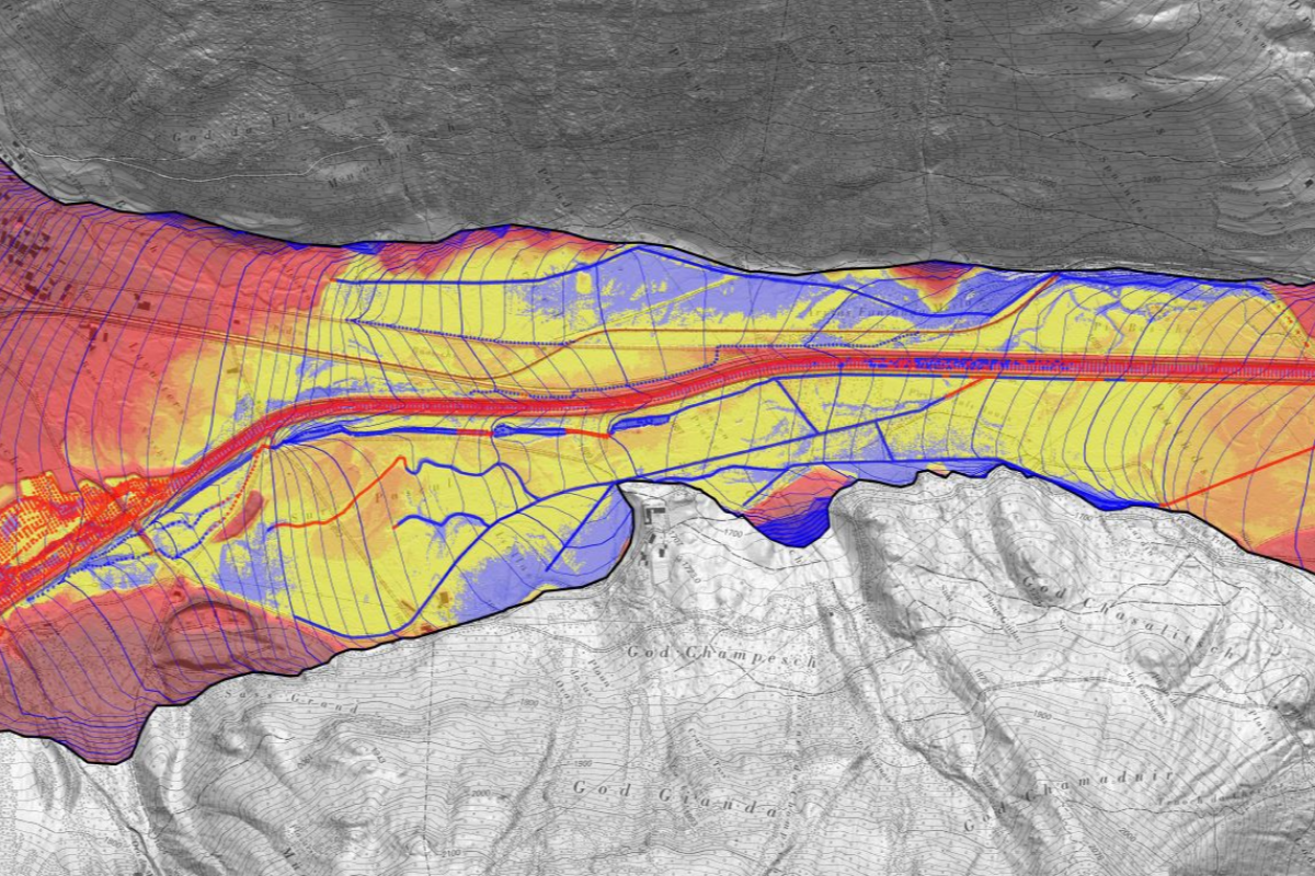 Simulated depth of water table at Upper Engadine, Kt. Graubünden