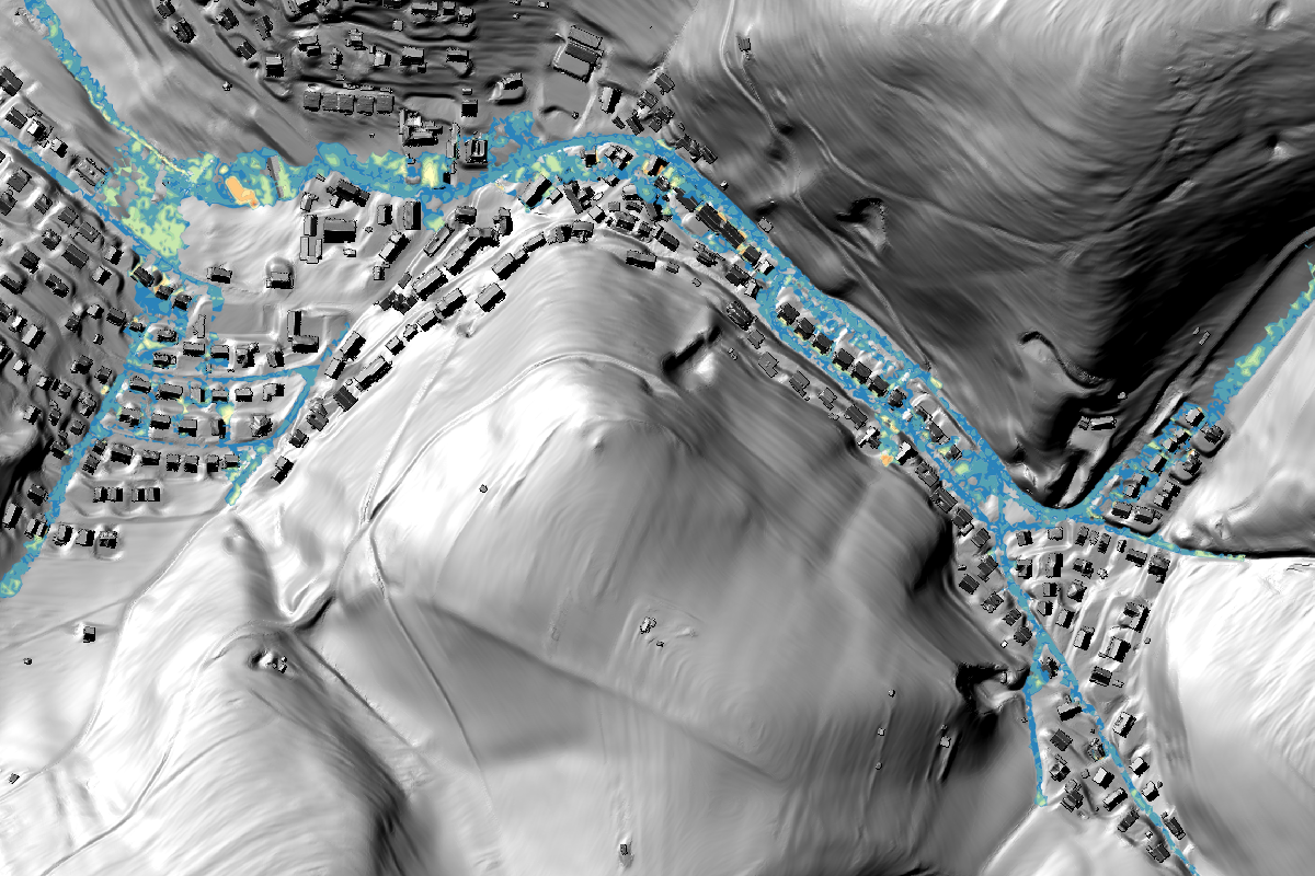 2D modelling of direct surface runoff in Bettingen, Canton Basel-Stadt